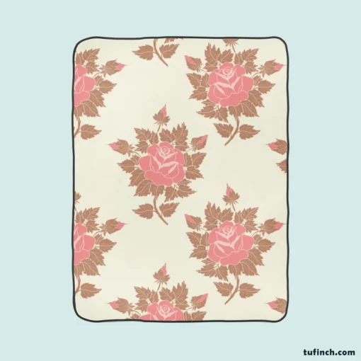 Pink Rose Luxury Floral Design Fleece Blanket 1