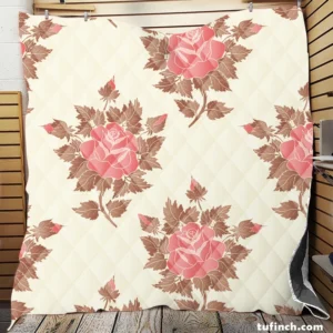 Pink Rose Luxury Floral Design Quilt Blanket