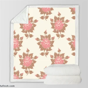 Pink Rose Luxury Floral Design Sherpa Fleece Blanket