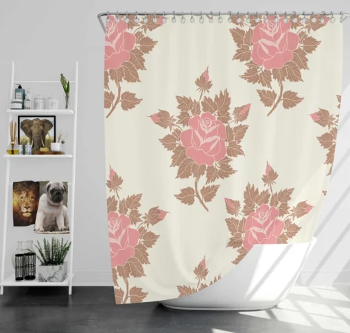 Pink Rose Luxury Floral Design Shower Curtain