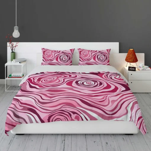 Pink Rose Marble Texture Bedding Set 1