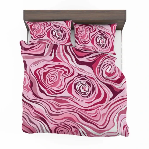 Pink Rose Marble Texture Bedding Set 2