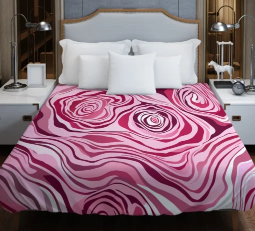 Pink Rose Marble Texture Duvet Cover