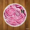 Pink Rose Marble Texture Round Beach Towel