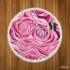 Pink Rose Marble Texture Round Beach Towel