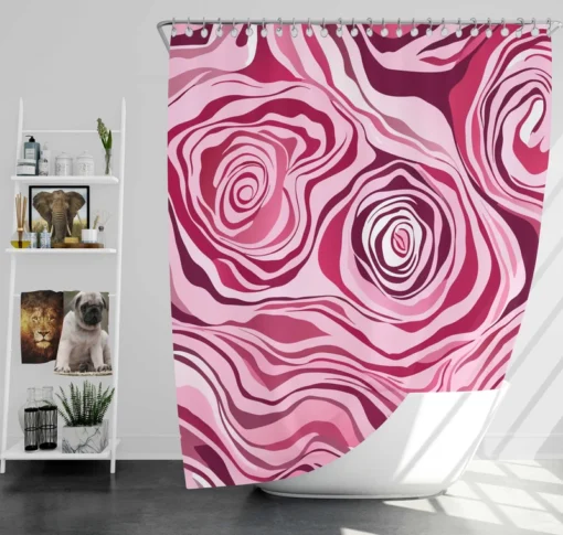 Pink Rose Marble Texture Shower Curtain