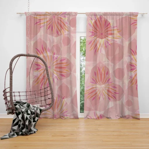 Pink Sakura Floral Pattern Curtain