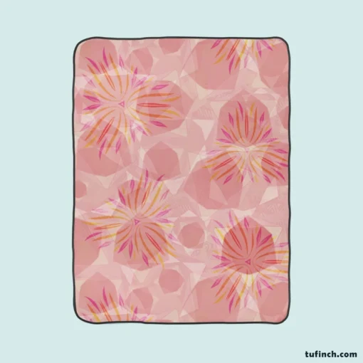 Pink Sakura Floral Pattern Fleece Blanket 1