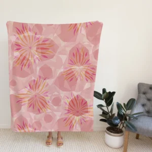 Pink Sakura Floral Pattern Fleece Blanket