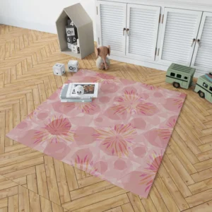 Pink Sakura Floral Pattern Rug 1