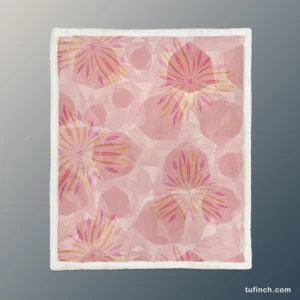 Pink Sakura Floral Pattern Sherpa Fleece Blanket 1