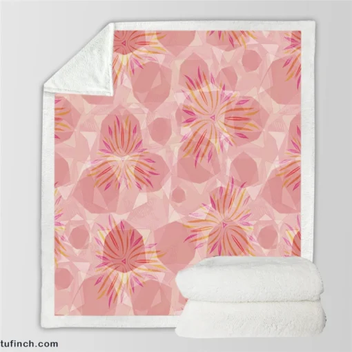 Pink Sakura Floral Pattern Sherpa Fleece Blanket