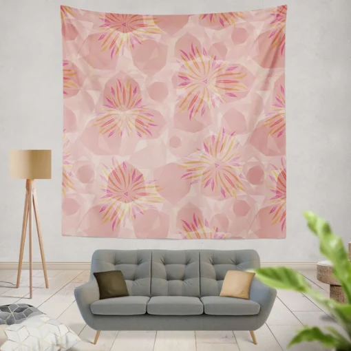 Pink Sakura Floral Pattern Wall Tapestry