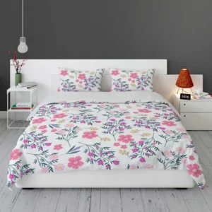 Pink Spring Flowers Pattern Bedding Set 1