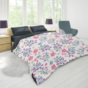 Pink Spring Flowers Pattern Duvet Cover 1