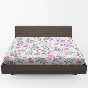 Pink Spring Flowers Pattern Fitted Sheet 1