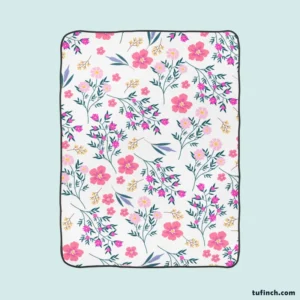 Pink Spring Flowers Pattern Fleece Blanket 1