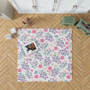 Pink Spring Flowers Pattern Rug