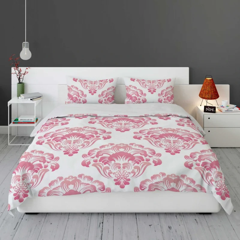 Pink Toile Damask Design Bedding Set 1