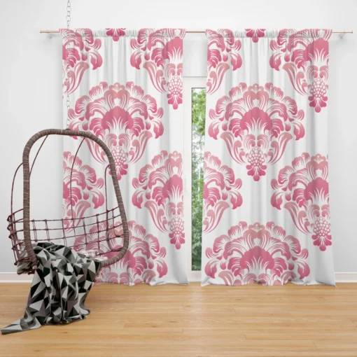 Pink Toile Damask Design Curtain