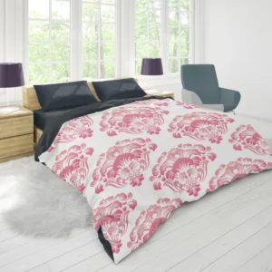 Pink Toile Damask Design Duvet Cover 1