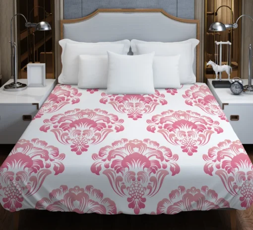 Pink Toile Damask Design Duvet Cover