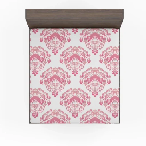 Pink Toile Damask Design Fitted Sheet