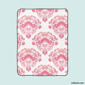 Pink Toile Damask Design Fleece Blanket 1