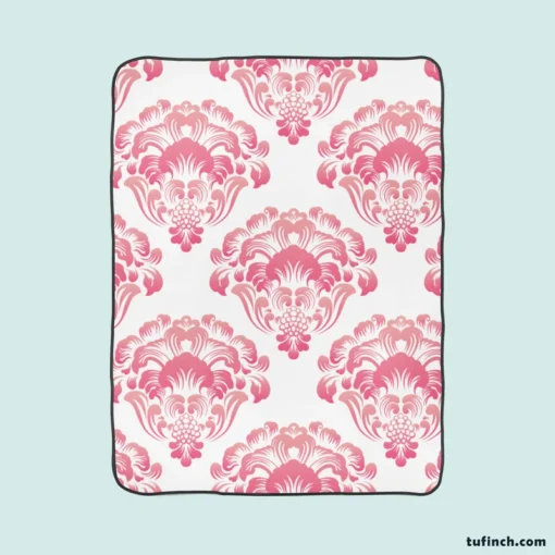 Pink Toile Damask Design Fleece Blanket 1