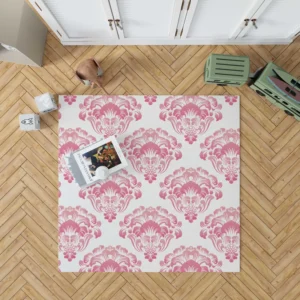 Pink Toile Damask Design Rug