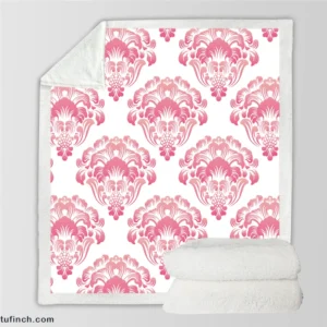 Pink Toile Damask Design Sherpa Fleece Blanket