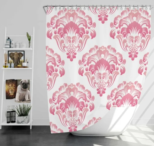 Pink Toile Damask Design Shower Curtain