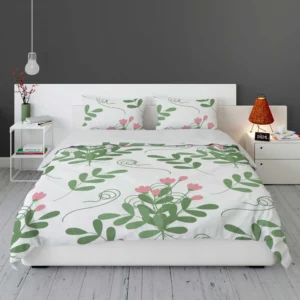 Pink Twig Floral Pattern Bedding Set 1