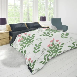 Pink Twig Floral Pattern Duvet Cover 1