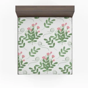 Pink Twig Floral Pattern Fitted Sheet