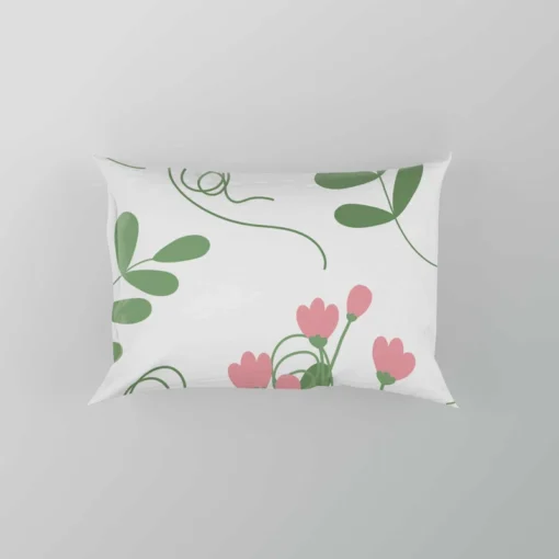 Pink Twig Floral Pattern Pillow Case