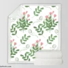 Pink Twig Floral Pattern Sherpa Fleece Blanket