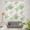 Pink Twig Floral Pattern Wall Tapestry