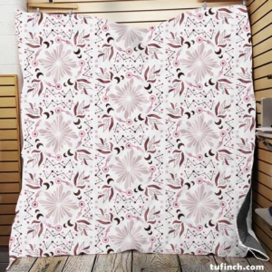 Pink Vintage Floral Pattern Quilt Blanket