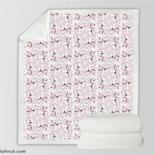 Pink Vintage Floral Pattern Sherpa Fleece Blanket