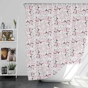 Pink Vintage Floral Pattern Shower Curtain