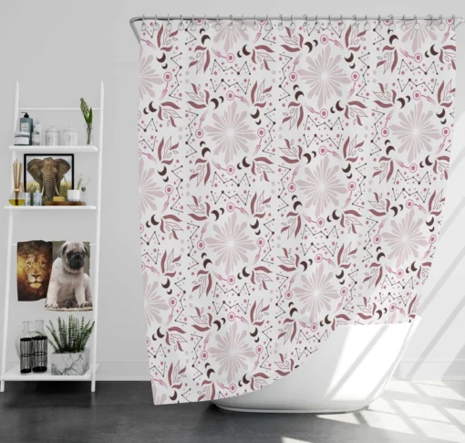 Pink Vintage Floral Pattern Shower Curtain