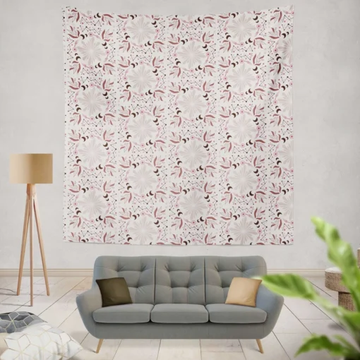 Pink Vintage Floral Pattern Wall Tapestry