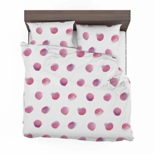 Pink Water colored Polka Dots Bedding Set 2