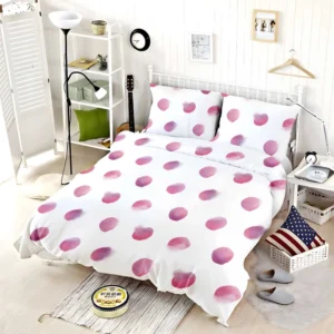 Pink Water colored Polka Dots Bedding Set