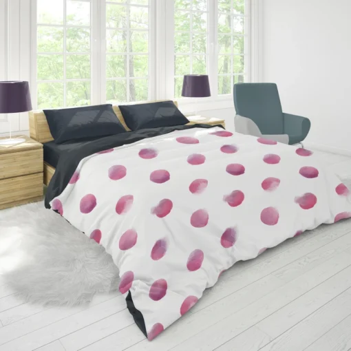 Pink Water colored Polka Dots Duvet Cover 1