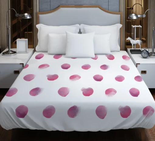 Pink Water colored Polka Dots Duvet Cover