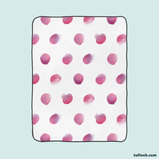 Pink Water colored Polka Dots Fleece Blanket 1