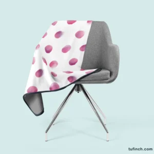 Pink Water colored Polka Dots Fleece Blanket 2