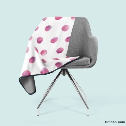 Pink Water colored Polka Dots Fleece Blanket 2